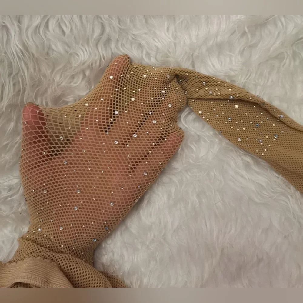 Sparkling Tan Fishnet Tights